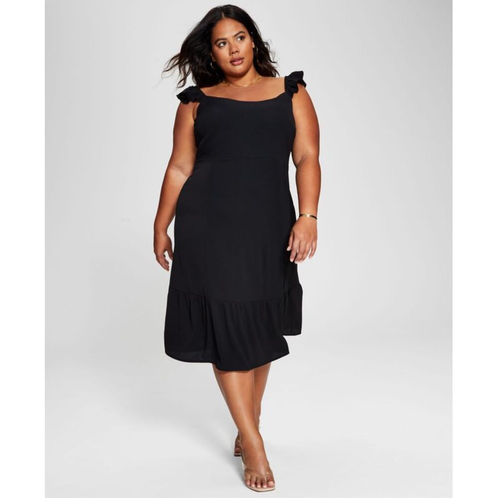 And Now This Now This Trendy Plus Size Flutter Sleeve Midi Dress